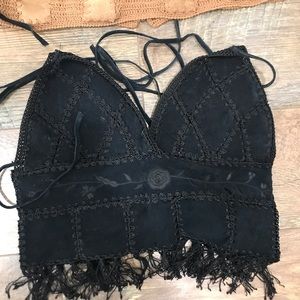 Leather fringe top